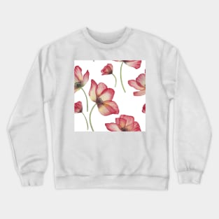 Red translucent Poppies watercolor print. Transparent Poppy flower romantic composition Crewneck Sweatshirt